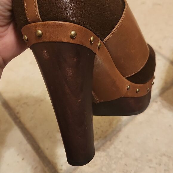 Ugg "Illana" Brown Pony Hair Platform High Heel Studded Sherpa Boots Size 7 - Picture 9 of 13